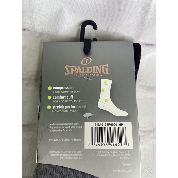 Spalding Athletic Compression Mid Calf Crew Socks 2 Pairs Womens Shoe Size 4-10 - Picture 5 of 5